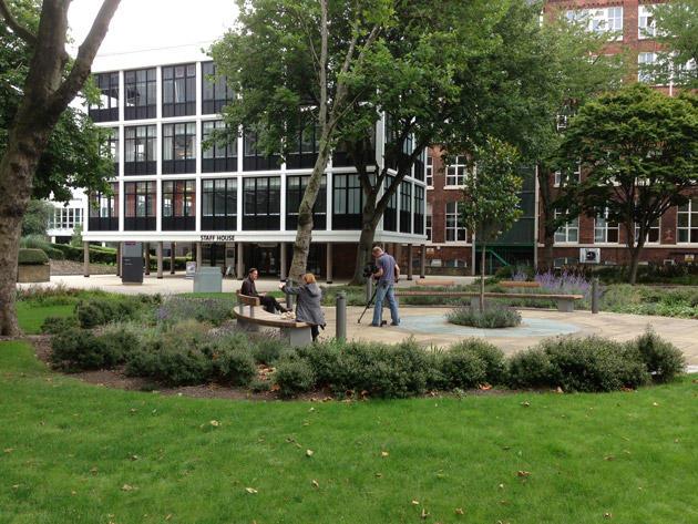 Picture shows Professor Andrew Sherry being interviewed for a TV news broadcast