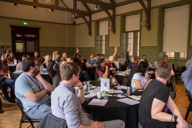 Picture shows a full room of Dalton Community members at a previous Dalton Community Day